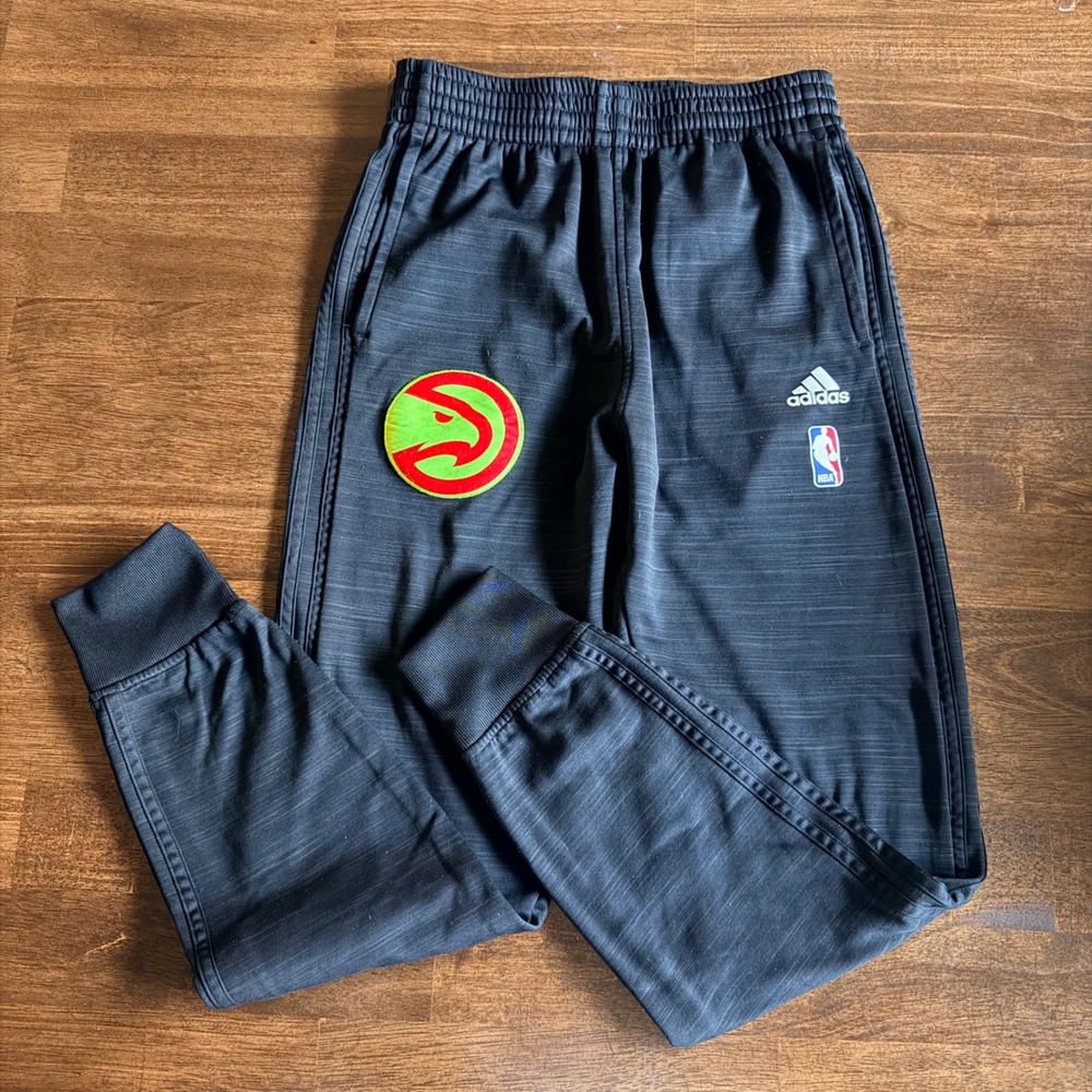 Adidas NBA Atlanta Hawks Joggers Mens Small Black Space Dye Sweatpants Pants
